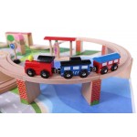 Set trenulet din lemn cu Locomotiva Electrica cu Baterie